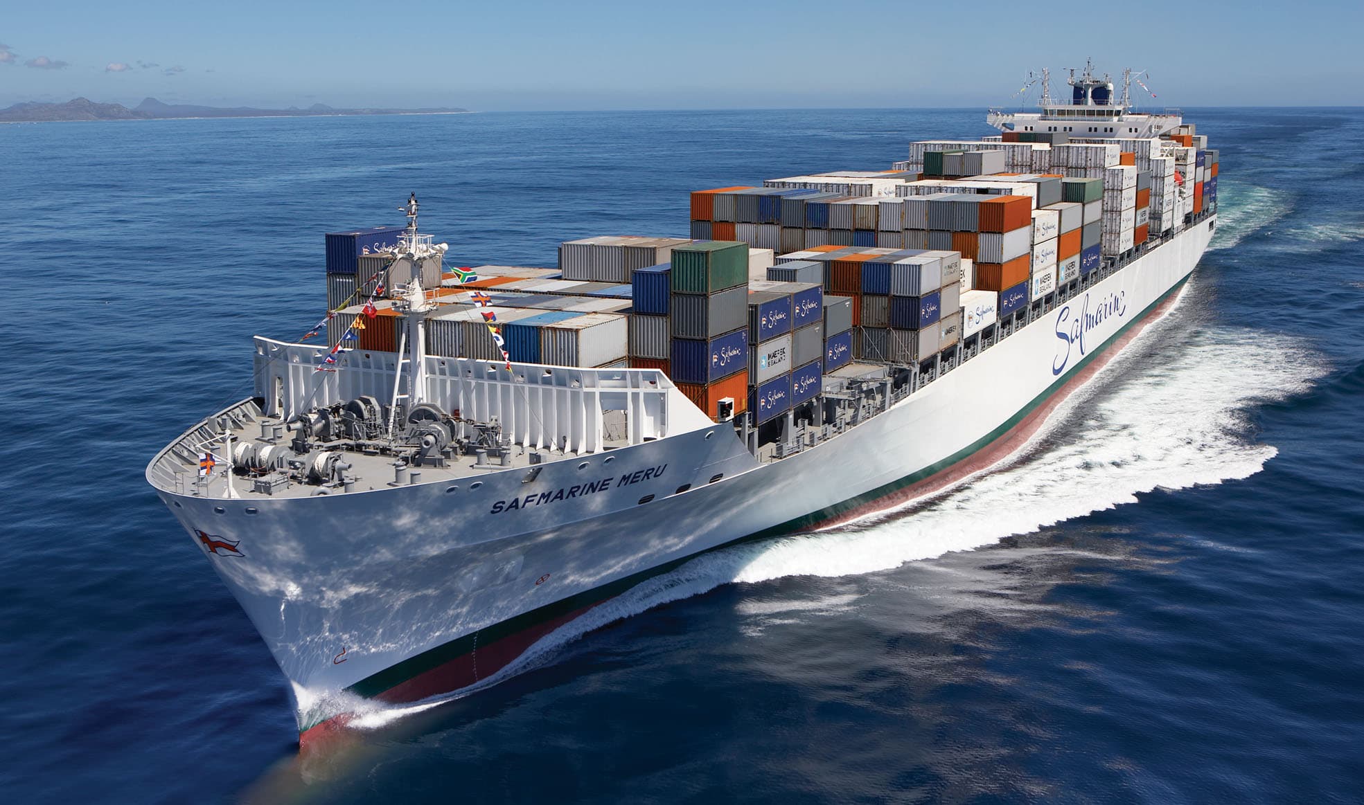 Container ship at sea